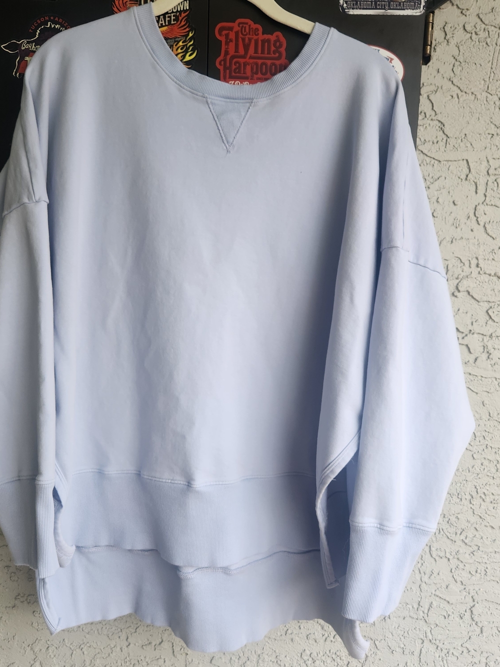 Universal Standard Oversized Sweatshirt Light Blue XL Pima Cotton Side Slit